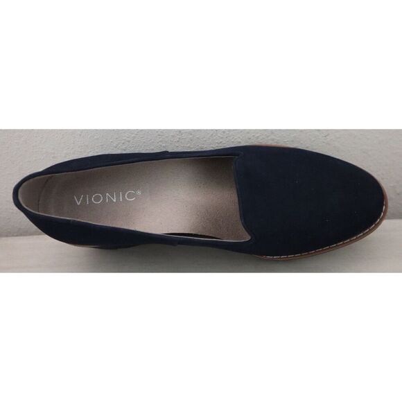 Vionic Women's Sz 7.5M Navy Blue Suede Willa Wedge Slip-On Loafers - Picture 8 of 12